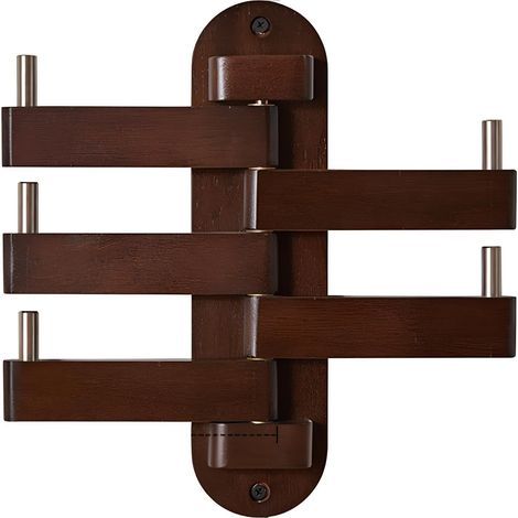 Porte-manteau mural pivotant de 30 cm en chêne, 5 bras pliables, robuste, pour salle de bain, hall d'entrée, chambre, bureau, cuisine (marron)