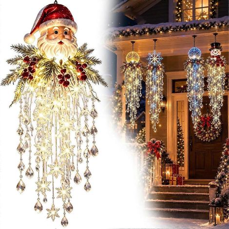 Guirlande lumineuse de Noël en cascade de cristaux, décoration suspendue 3D avec perles de cristal en cascade et lumière LED chaude pour décorer votre maison pendant les fêtes. (1/4)