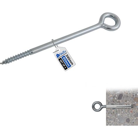 Lot de 4 Boulon à oeil 190 mm Galvanisé Boulons à anneau à œil à tige à vis Fermée Robuste