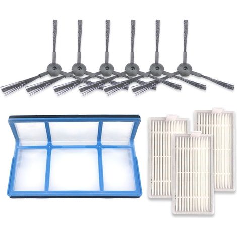 Kit XI237: 3 cepillos laterales K614 + 3 filtros I208 + filtros de algodón I204 para ILIFE V5S Pro / V50 / V5S (1/4)