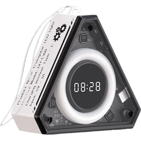 Veilleuse portable rechargeable USB, lampe de lecture LED pour bureau, veilleuse tactile pour chambres de salles d'étude (blanche avec horloge) (1/5)
