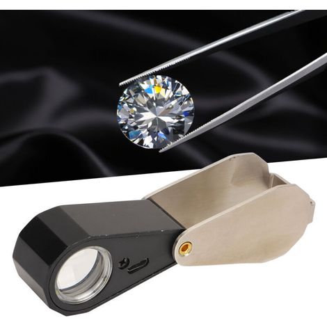 Loupe de bijoutier 10X, loupe de poche professionnelle avec lumière LED pour bijoux, plantes, pièces de monnaie, montres, (1/4)