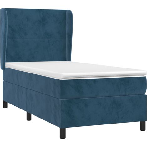Cama box spring con colchón terciopelo azul oscuro 90x190 cm vidaXL (1/6)