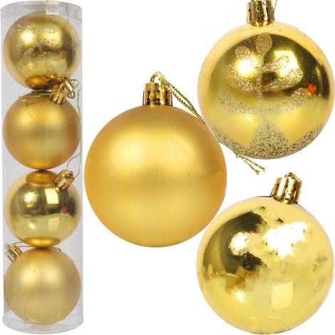 Set mit 4 Kunststoffkugeln in einer 6 cm langen Röhre, goldfarben (1/3)