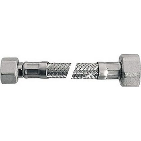 FLESSIBILE INOX MOD. LUX NORMALE CM. 10 CON TEFLON E GUARNIZIONE FF 1/2 X 1/2