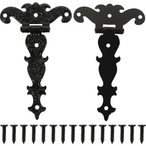 Set of 2 Retro Style Fence Door Hinges for Wood Fence, 4.41 x 2.72 x 0.5 mm with 13 Screws for Shed and DIY (1/5)