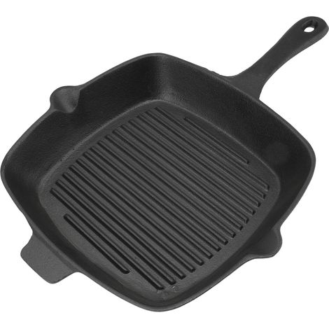 Große gusseiserne Grillpfanne, ideal für Fleisch, Fisch, Steaks und Gemüse. (1/5)
