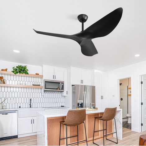 Ventilatore da soffitto senza luce 132 cm, 6 velocità, motore DC reversibile nero OKMYHOME (1/5)