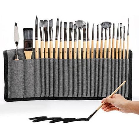 Pinceaux à peindre, lot de 24 pièces, manche en nylon, pinceau aquarelle, grattoir, fournitures pour peinture artistique, pinceaux pour peinture à l'huile (1/5)