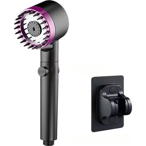 (Ensemble violet B) Filtre de douche portable Trois modes de débit d'eau Pommeau de douche Massage Accessoires de salle de bain Boutons d'arrêt d'eau à un clic (1/5)