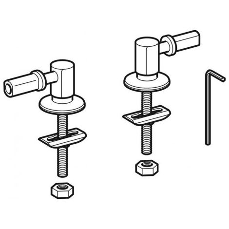 Geberit – Ensemble de charnières pour siège de WC fixation par le dessus – Chromé – Accessoire de fixation pour abattant – Pour bois dur