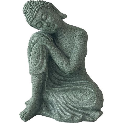 2 pièces de statues bouddhistes artisanales, ornements d'aménagement paysager pour aquarium zen - grès bleu (1/5)