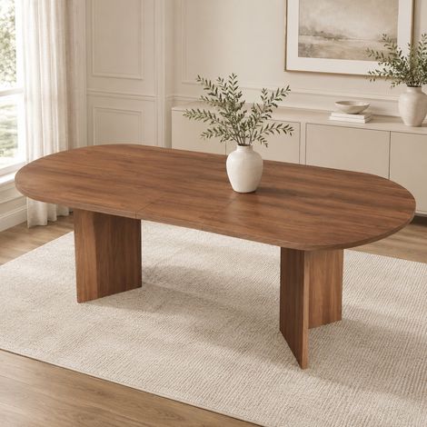 Tavolo da pranzo allungabile 140/180 x 90 cm, 6-8 persone, MDF noce (1/5)