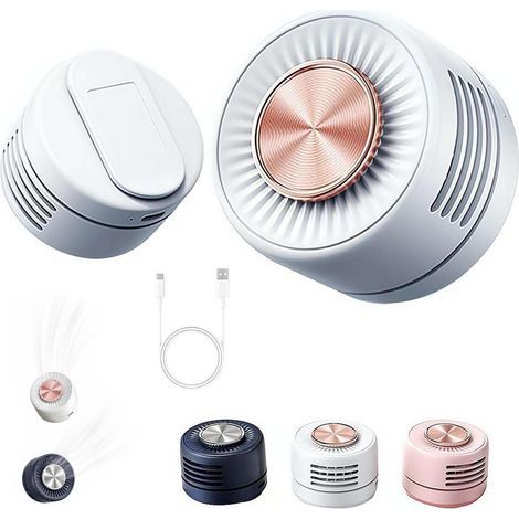 2 ventilateurs portables sans pales, recharge USB, usage bureau et voyage-Blanc (1/5)