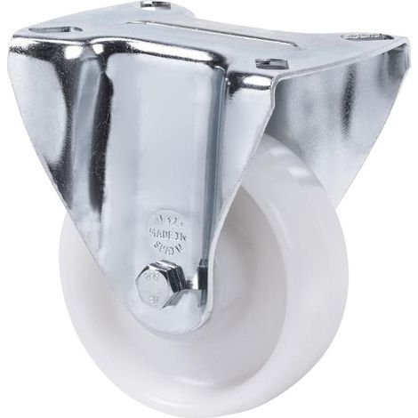 RUEDAS ALEX rueda fija  17tv150-tn nylon blanco eje liso , Descripción
Ruedas de nylon blanco especialmente indicadas para soportar altas cargas hasta 600 Kg.
Se aplica en útiles de logística interna, (1/2)