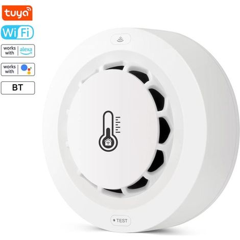 Détecteur de fumée intelligent Tuya WiFi, capteur de température et d'humidité multifonction, prend en charge l'alarme push, fonction de liaison/partage intelligente/fonction de groupe (1/4)