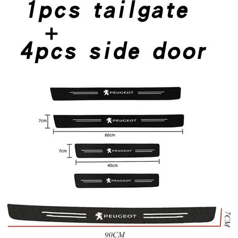 (5 pièces pour Peugeot ancienne génération) Bande adhésive anti-rayures et anti-coups de pied pour seuils de porte de voiture en fibre de carbone, compatible avec les modèles Peugeot 108, 406, 407, 20 (1/4)