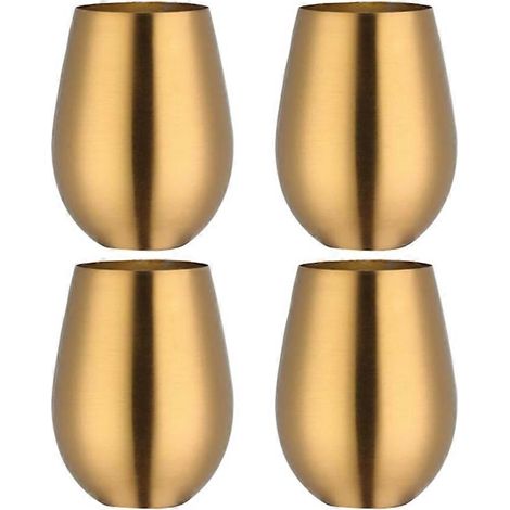 Verre à vin sans pied en acier inoxydable de 500 ml (17 oz), gobelet portable idéal pour la piscine, le camping, les barbecues et les voyages - Lot de 4 (1/5)