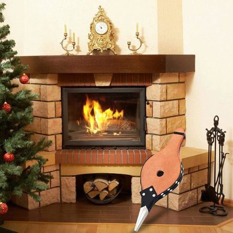 Soufflet De Cheminée Soufflet Pour Grill Souffleur à Air En Bois Souffleur De Feu Pour Cheminée Soufflet 37,7x13,7cm (1/5)