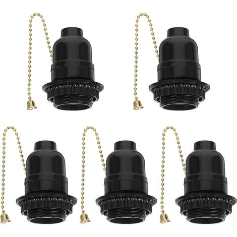 Lot De 5 Douilles Avec Chaînette E27 Support De Lampe De Plafond À Interrupteur À Tirette Remplacement De Douille De Lampe Pour Installation Facile Pièces De Pour Plafonnier Et Applique (1/5)