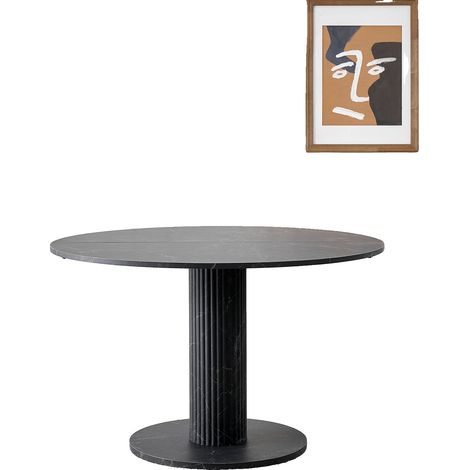 Table à manger, design moderne, pour 4-6 personnes, Noir (1/2)