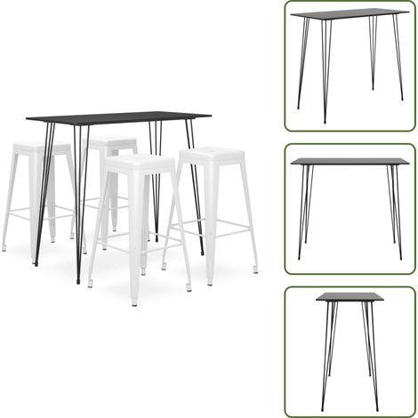 Ensemble de bar 5 pcs Noir et blanc - Ensemble De Bar - Meuble De Salle À Manger - Table De Bar - Tabouret De Bar - Mobilier Moderne (1/5)