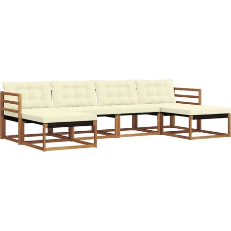 vidaXL  Outdoor Sofa Set  with Cushion 6 pcs Natural and Cream
