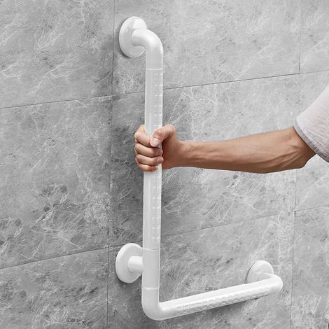 Barra di sostegno a L Ulisem per anziani, barra di sostegno per doccia, 69x59 cm con anelli luminosi, barre di sostegno per bagno, prolunga per barra di sostegno, acciaio inossidabile, resistente, bar (1/5)