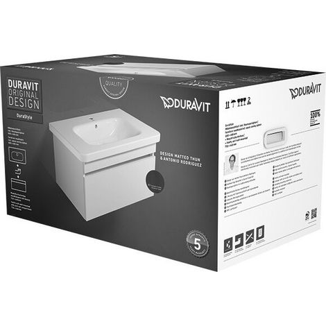 Duravit DuraStyle juego de muebles lavabo incl. base de lavabo colgado en la pared, 650mm, Color (frente/cuerpo): Decoración blanca de alto brillo - DS006002222
