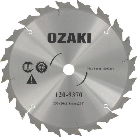 Lame débroussailleuse carbure 250mm – 20 dents pour élagage sous bois – Alésage 20mm – Épaisseur 1.8mm