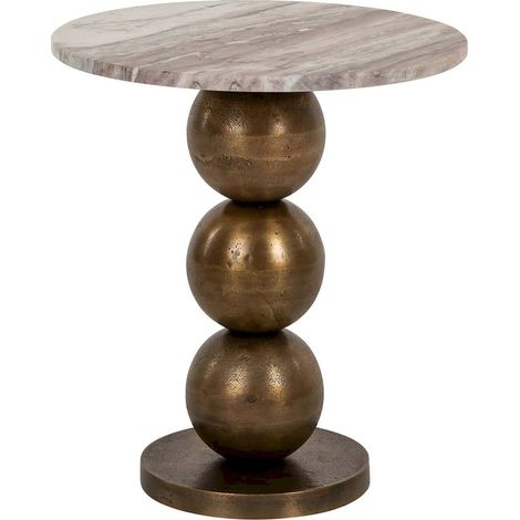 table dappoint ronde beige marbre et laiton pour salon élégant - beige marbre et laiton vieilli (1/3)