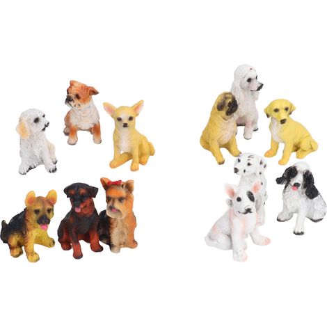 12 Pièces Statues de Chien Détaillées et Résistantes aux Intempéries pour Décoration de Jardin, Pelouse ou Bureau (1/5)
