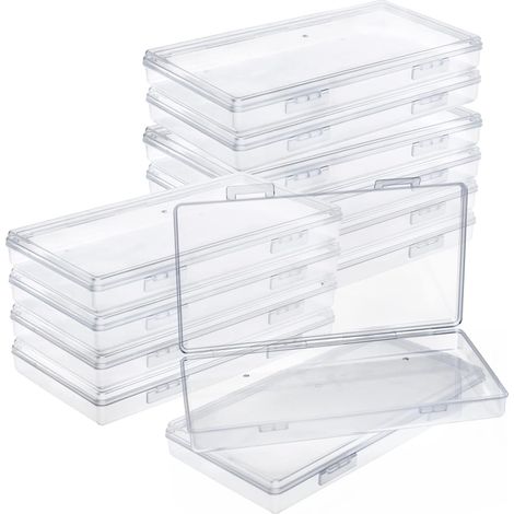 Lot de 2 Boite de rangement, Plastique transparent avec Couvercle, Pour Perles Bijoux Artisanat, 19,5x10,5x2,3 cm (1/5)