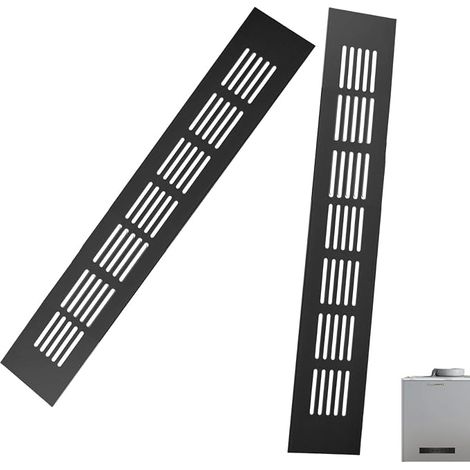 Grille Aeration Rectangulaire Grille de Ventilation Grille Meuble Noire Aluminium pour Meuble Salon (50300mm) (1/5)