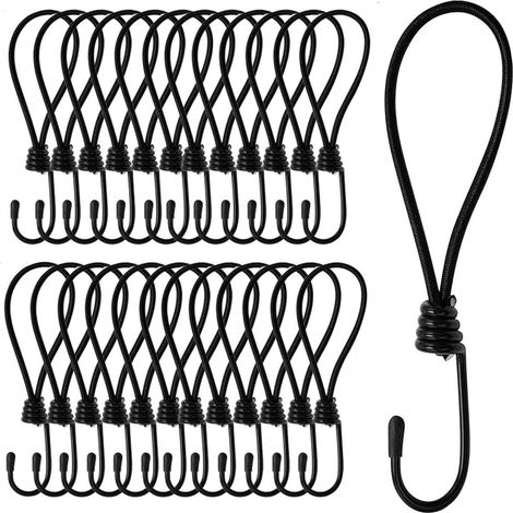 Lot de 25 tendeurs de bâche avec crochets, 20 cm pour bâches, filets et bannières (1/5)