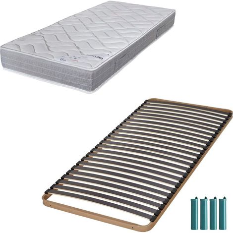 Matelas mousse + Sommier métal C224 90x190 Maryland - Hauteur 20 cm - Soutien ferme (1/5)
