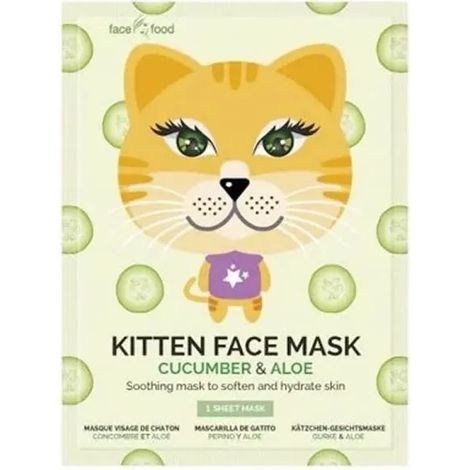 7th Heaven Kitten Face Sheet Mask with Chamomile and Aloe Vera to Soften and Hydrate Skin