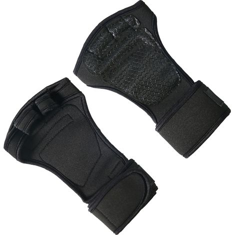 Gants d'haltérophilie avec haltères, gants de fitness antidérapants, mitaines à doigts avec poignet renforcé, noirs, taille M (1/5)
