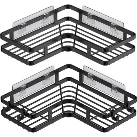 Étagères d'angle de douche sans perçage, rangement mural pour salle de bain, lot de 2 (1/5)