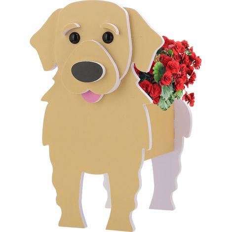 Pot de jardinière décoratif pour chien, haute capacité de charge, fleur mignonne pour la maison, décoration de jardin, doré, petite taille (1/5)