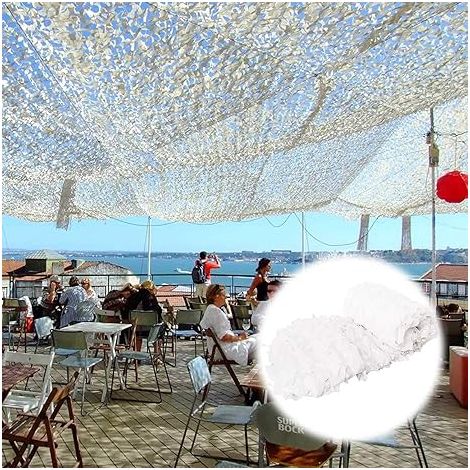 Filet De Camouflage 5X6m Camo Netting Sun Shelter, Filet de Camouflage Blanc 150D utilisé pour les jeux militaires, les couvertures de voiture, les fêtes de vacances, léger e (1/5)