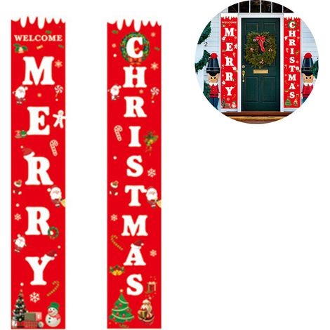 Bannière De Noël - En Tissu Polyester Résistant À La Déchirure - Pour Porte Extérieure Intérieure Mur Fenêtre Jardin - 1 Pièce (1/5)