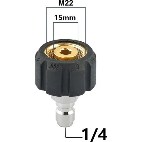 (E) Kit de raccord pivotant pour nettoyeur haute pression, M22-14 mm/15 mm vers raccord rapide 1/4", compatible avec pistolet et tuyau d'arrosage haute pression (1/5)
