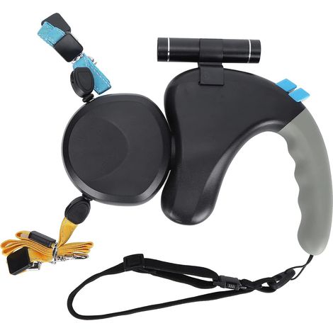 Laisse Double pour Chien, Laisse rétractable avec lumière LED pour Deux Chiens, Laisse Extensible verrouillable à Double tête avec Corde réglable de 9,8 Pieds, sans enchevêtrement à(Le Noir) (1/5)