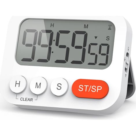 Digital timer egg timer digital kitchen timer with clock, stopwatch, alarm clock, magnet, 3-level volume, LCD display for learning, cooking, sports (1/5)