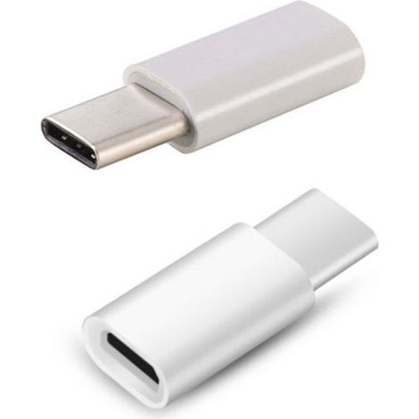 Convertidor de  hembra micro usb 2.0 a macho USB-C usb 3.1 Tipo C - color Blanco (1/2)