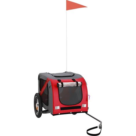 Remorque de vélo pour animaux de compagnie rouge et gris (1/5)