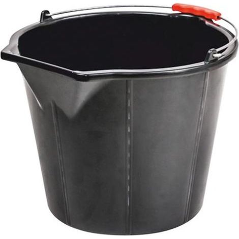 Eimer ReCycled® STRONG 15 Liter, Bau, mit Ausguss, extra stark, Kunststoffgriff, schwarz