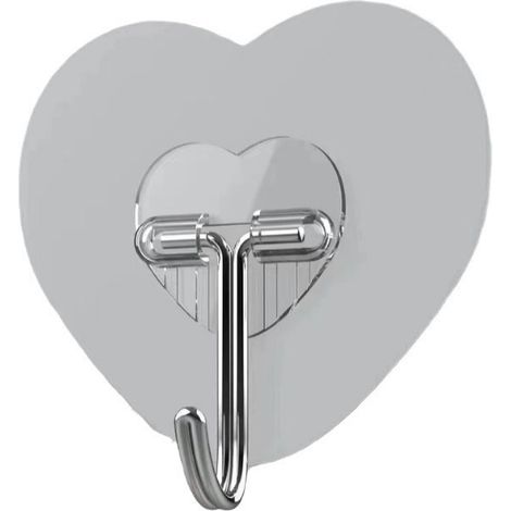Ganchos adhesivos, ganchos adhesivos de alta resistencia: ganchos de pared en forma de corazón con gran capacidad de carga y fuerte adhesión, 100 ganchos transparentes multifuncionales desmontables, a (1/5)