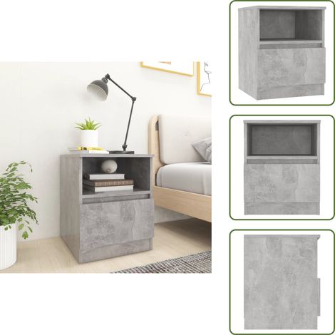 Mesita de noche con cajón - vidaXL Mesita de noche madera ingeniería gris hormigón 40x40x50 cm - Mesita de noche con estante